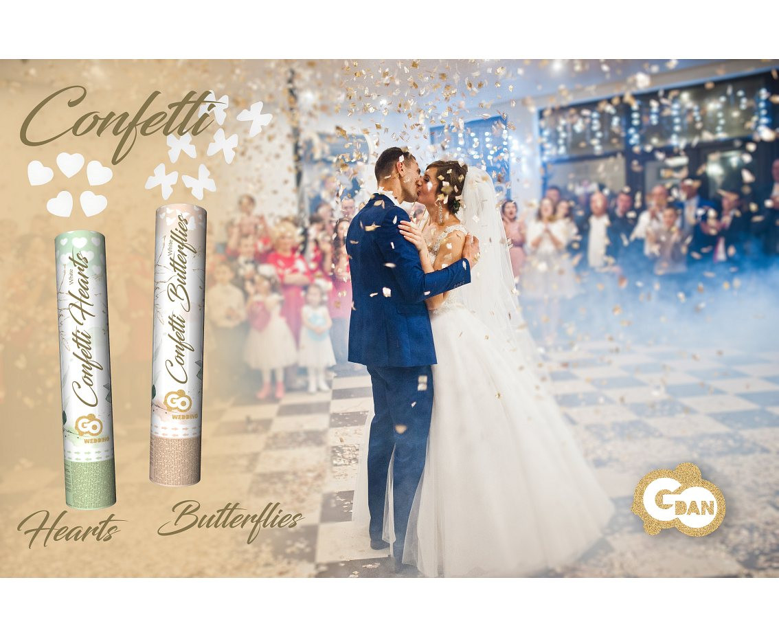 Paper Confetti cannon White Butterflies, 30 cm